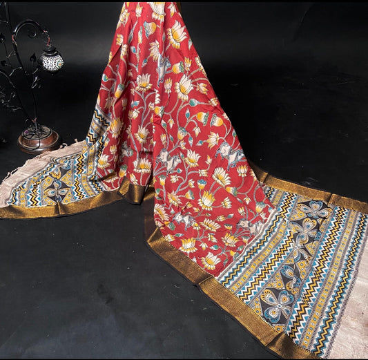 “Handcrafted Kalamkari Dupattas in India | Gruhini Silks Bangalore”