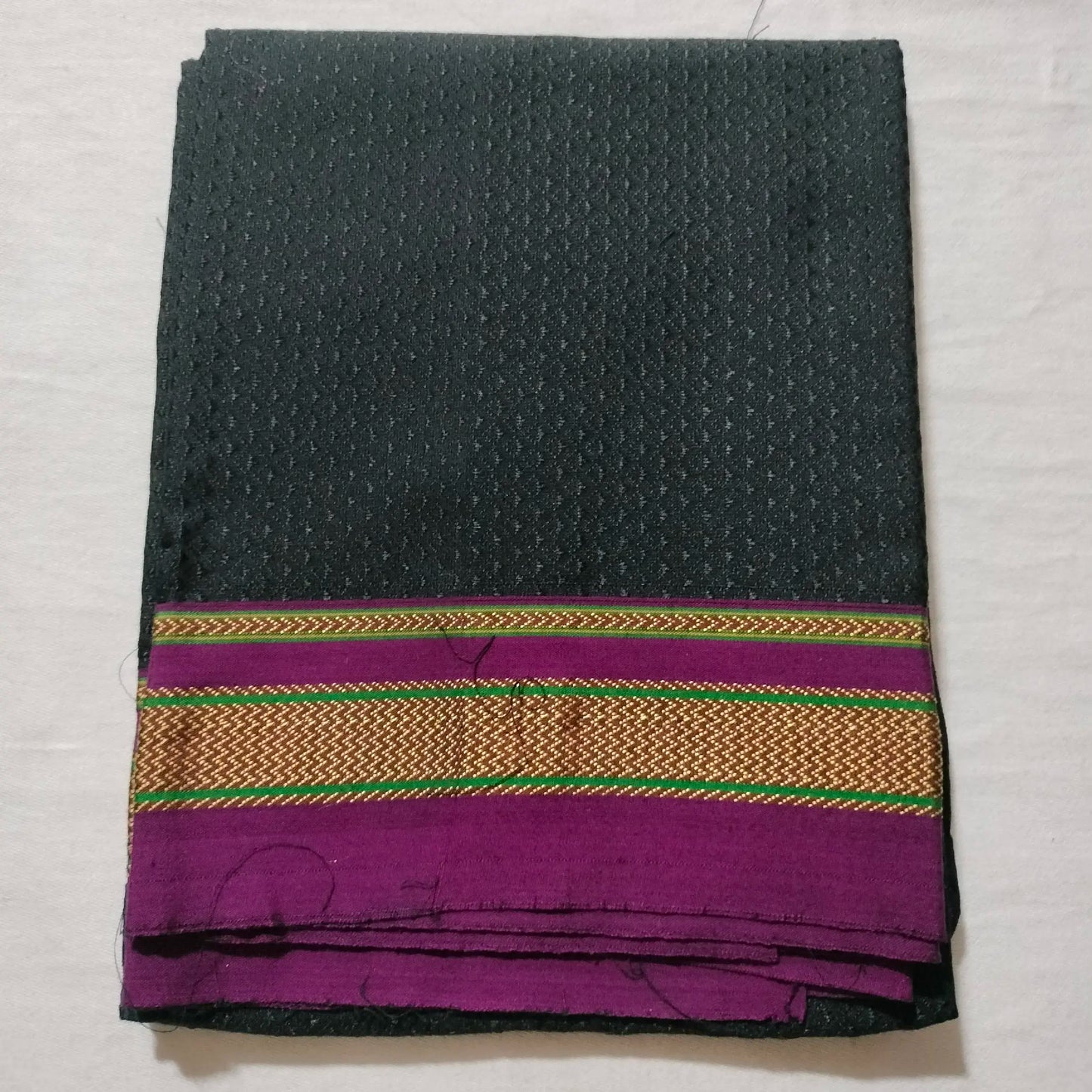 Khana Blouse Pieces Black With Majenta Border