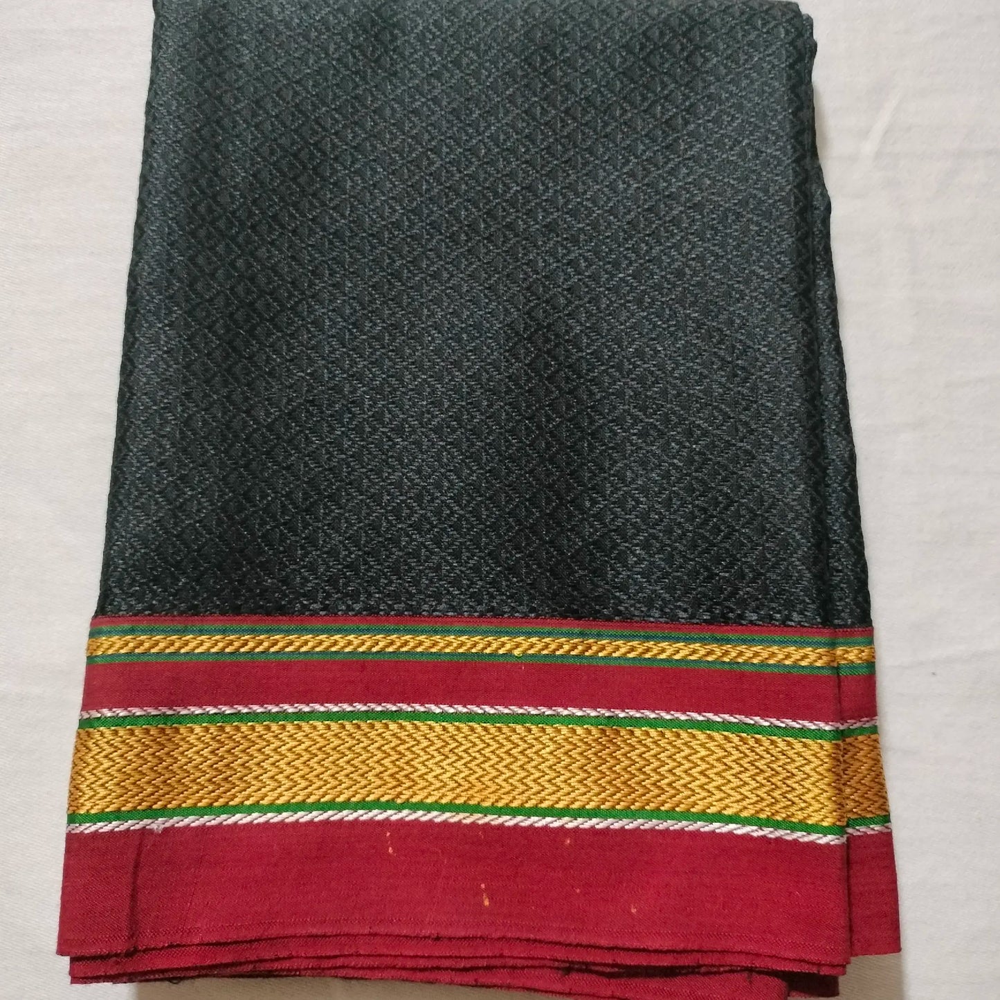 Khana Blouse Piece Black with Red Border