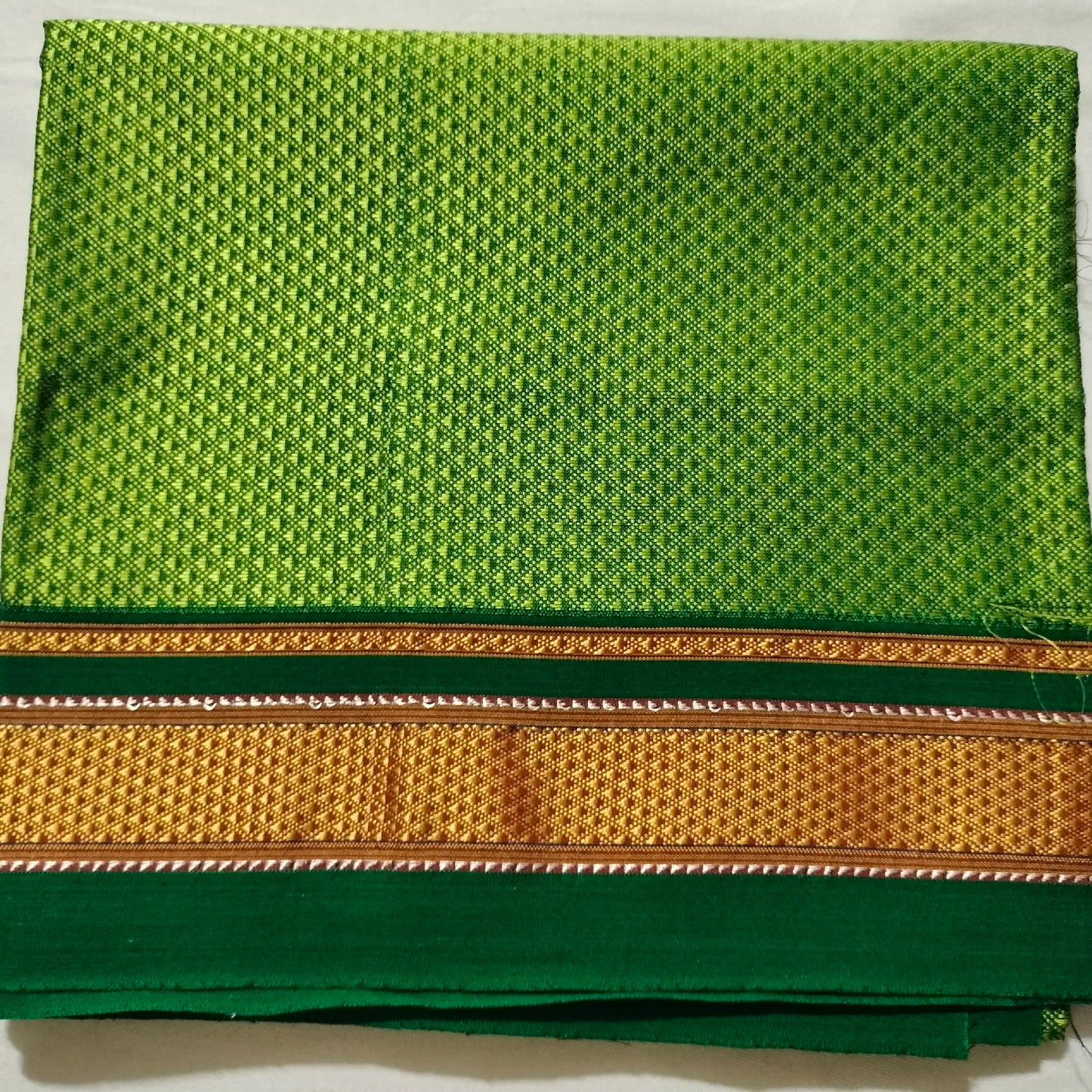 Khana Blouse Piece Green With Bottle Green Border