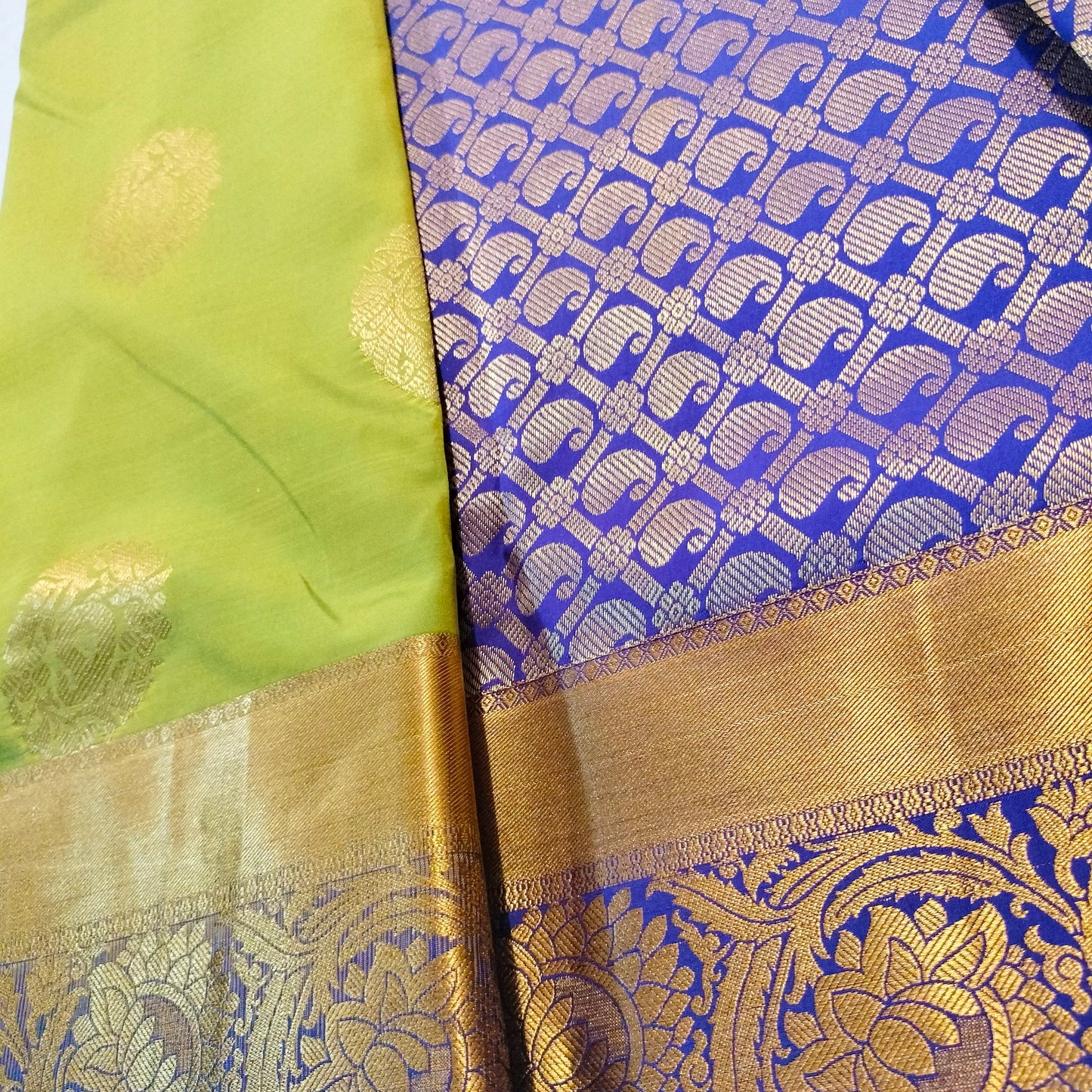 Silk Saree Green with Blue