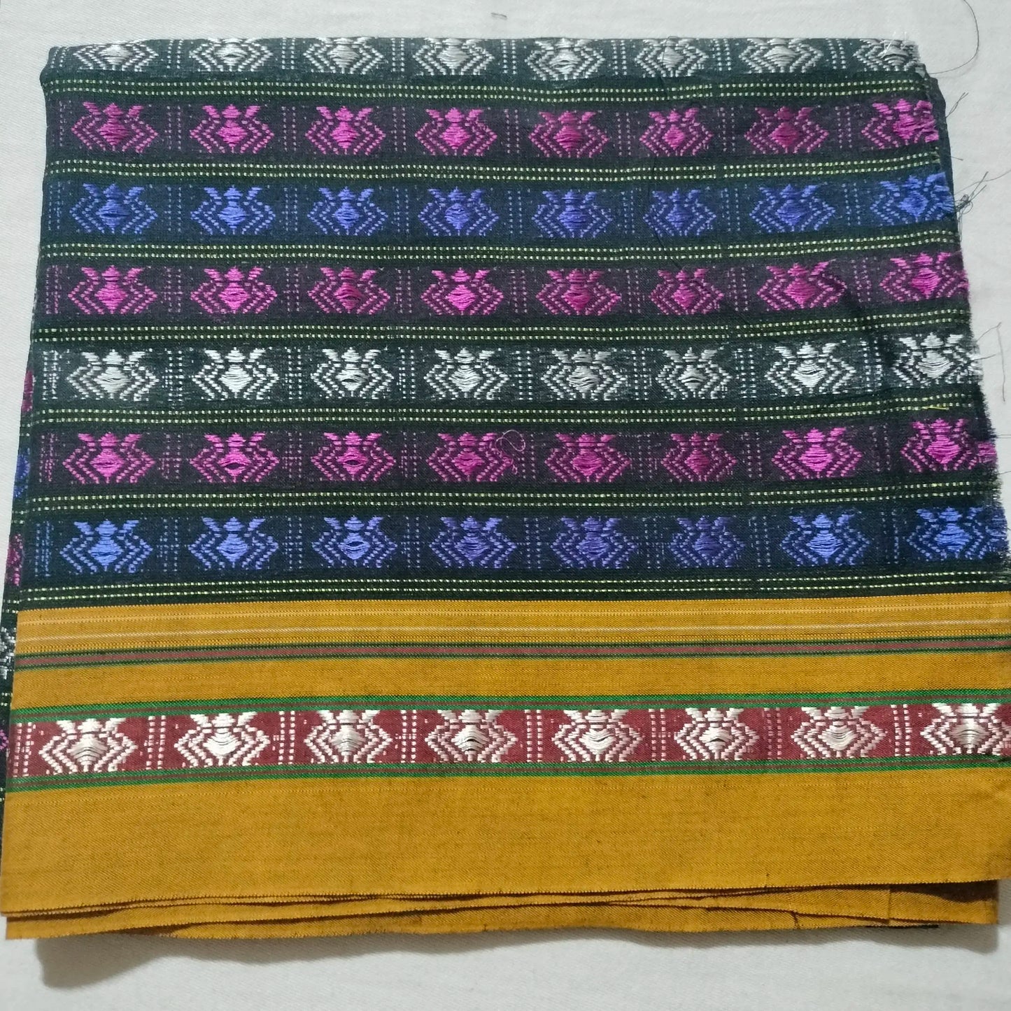 Khana Blouse Pieces Multicolour with Yellow Border