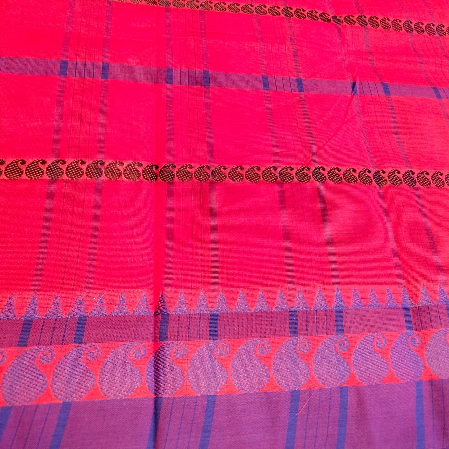 Chettinad Cotton Red with Blue saree