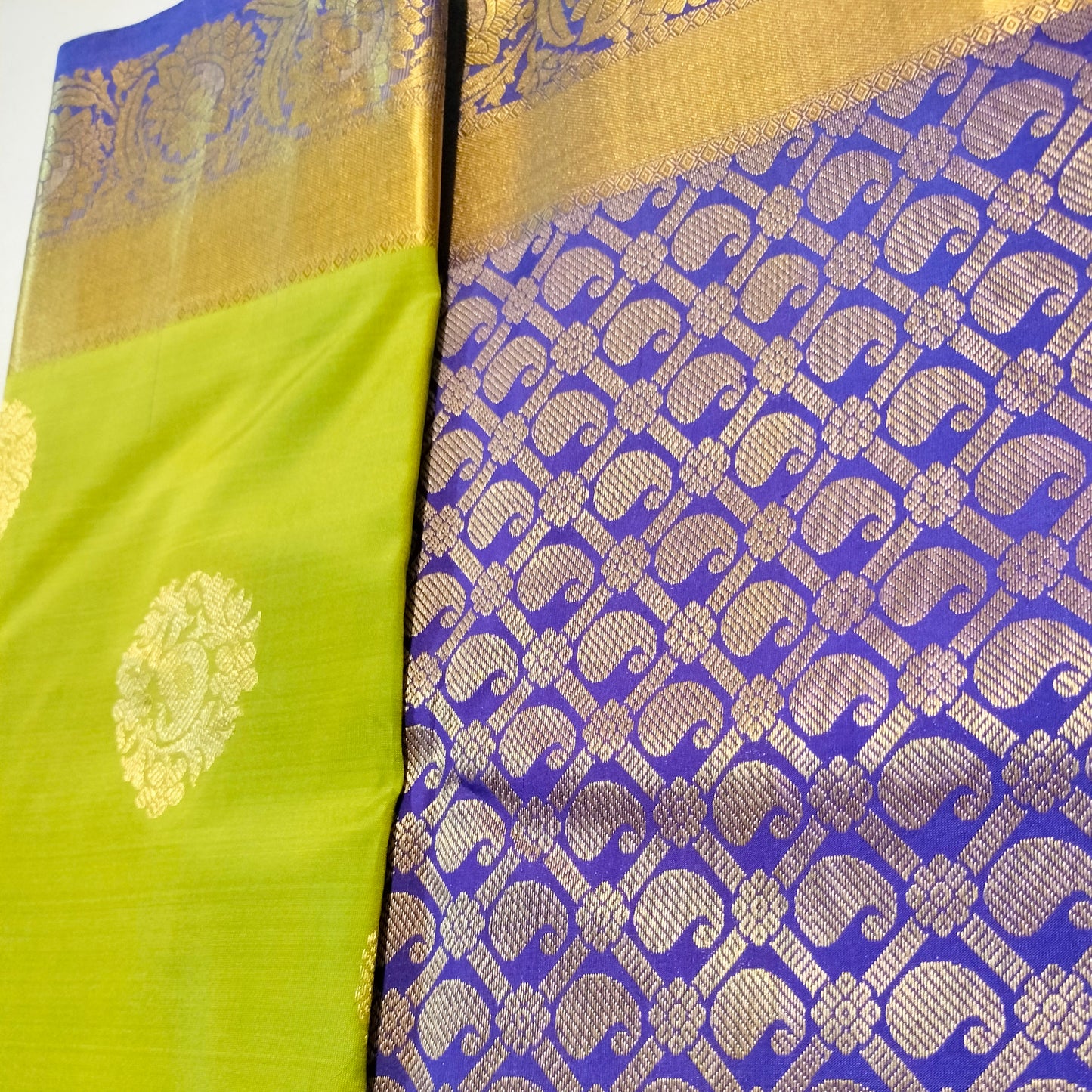 Silk Saree Green with Blue