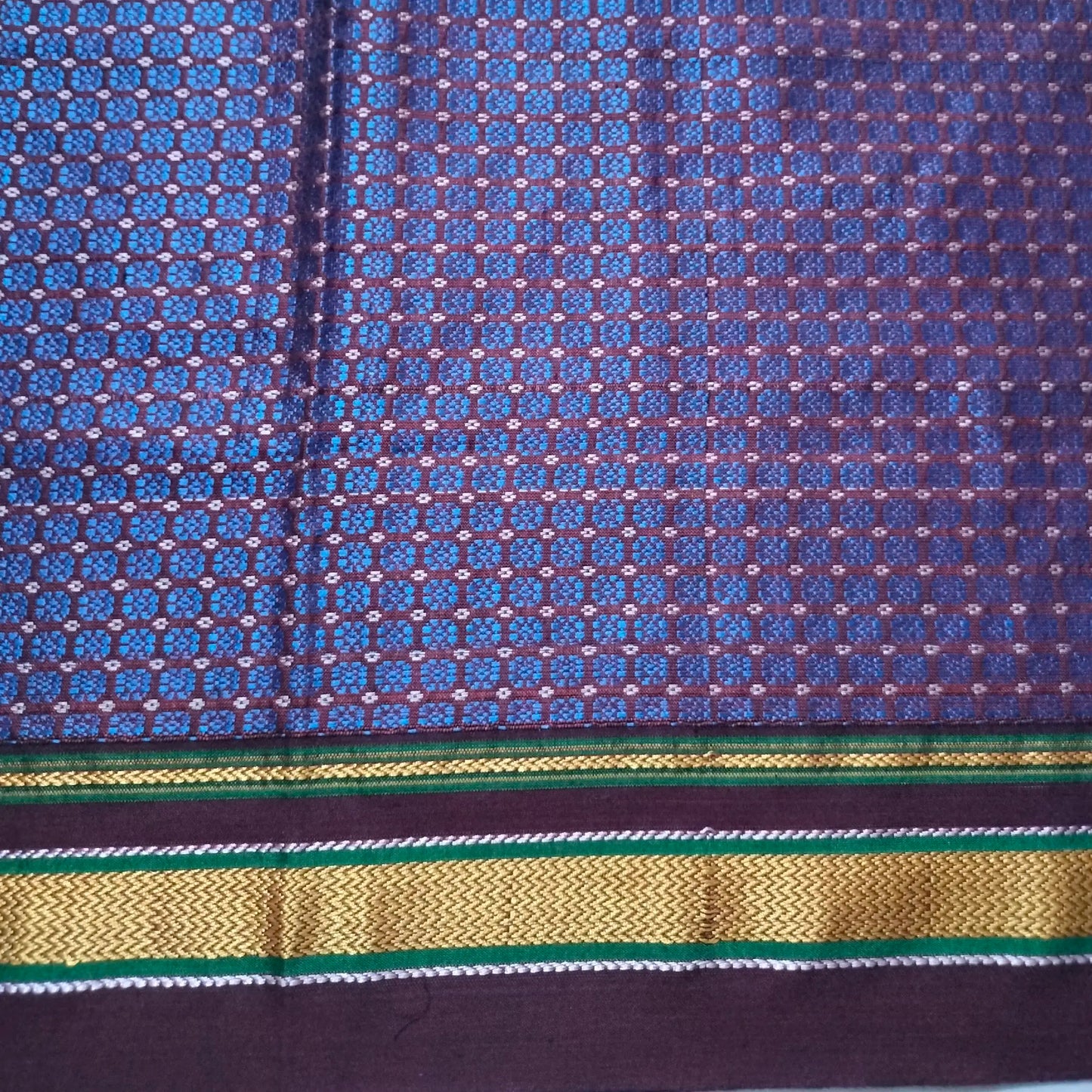 Khana Blouse Piece Blue with Maroon