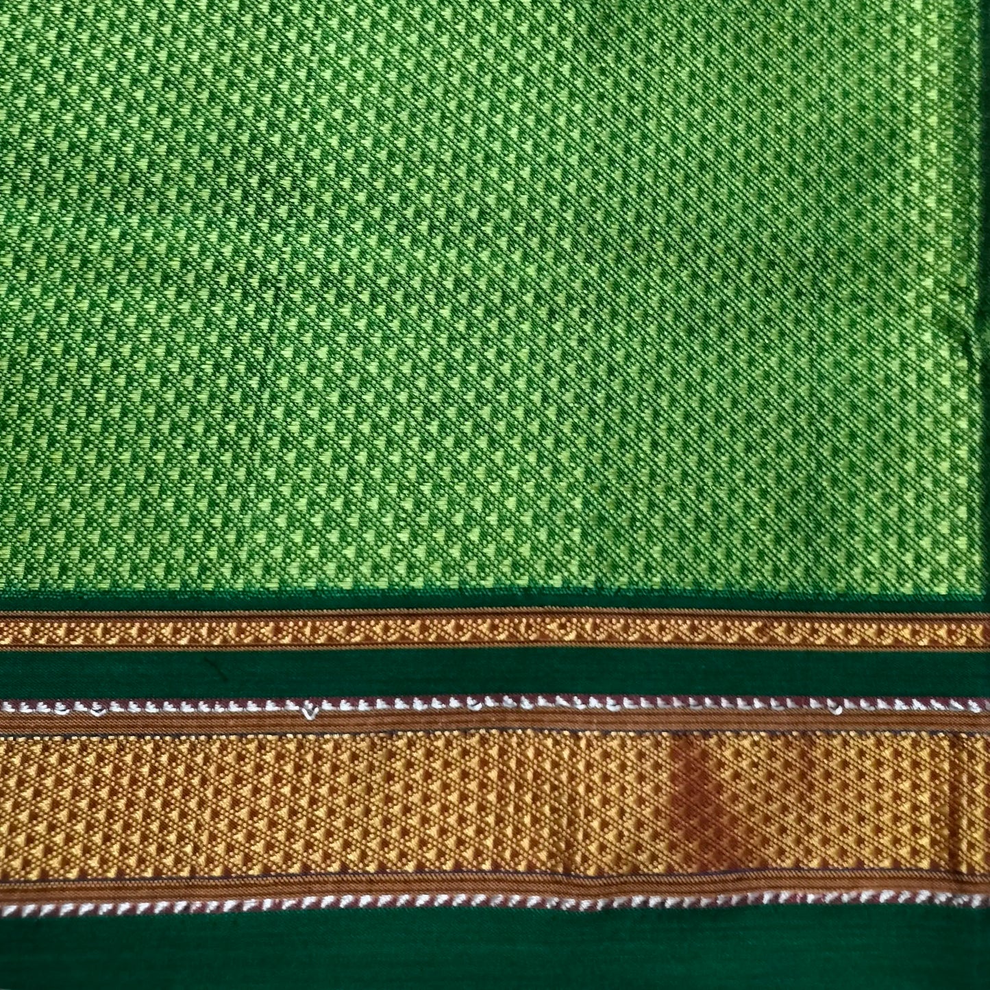 Khana Blouse Piece Green With Bottle Green Border