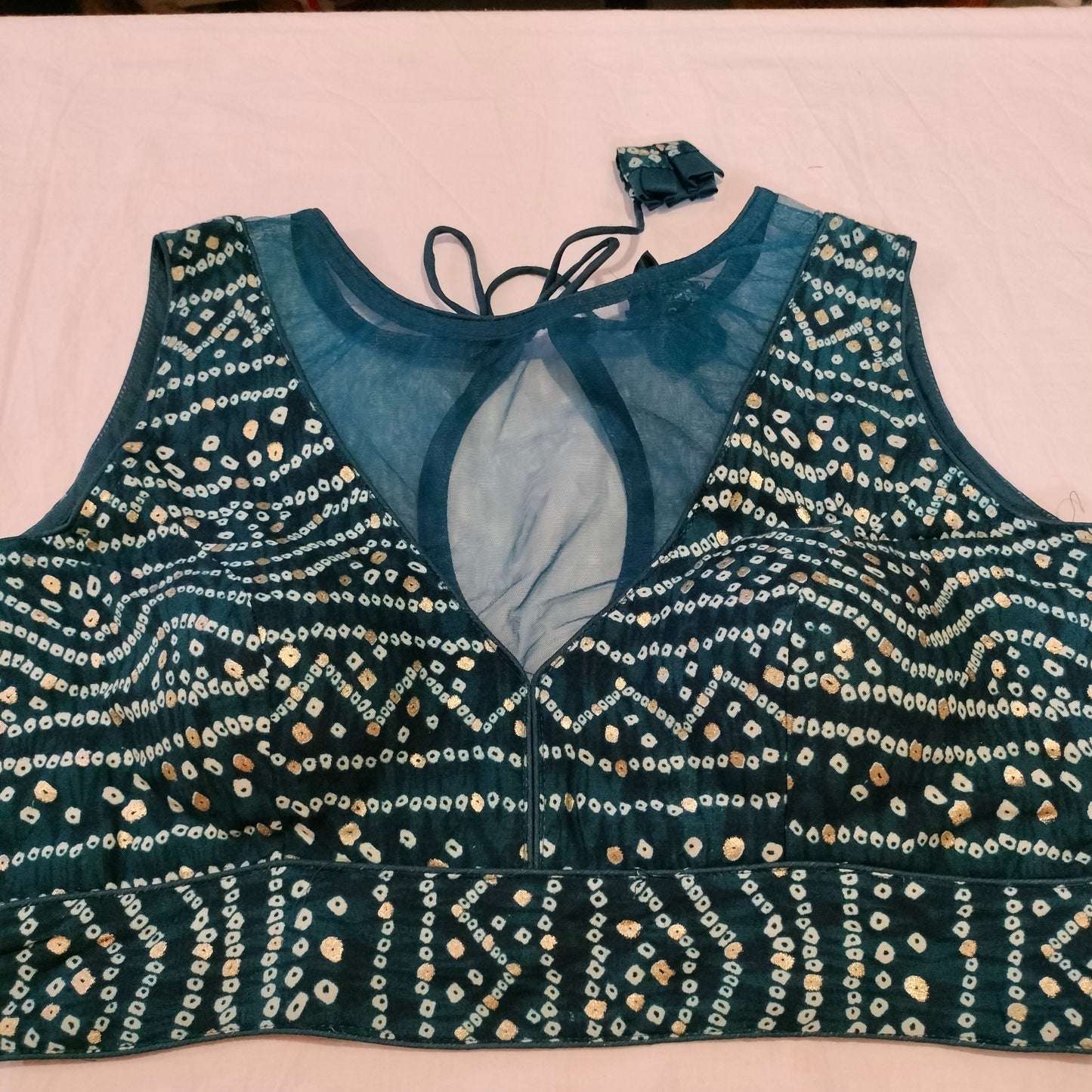 Bandhej Bottle Green Blouse
