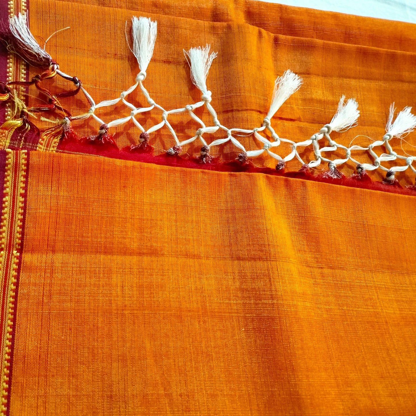 Ilkal Gayathri Satin Silk Orange with Marron