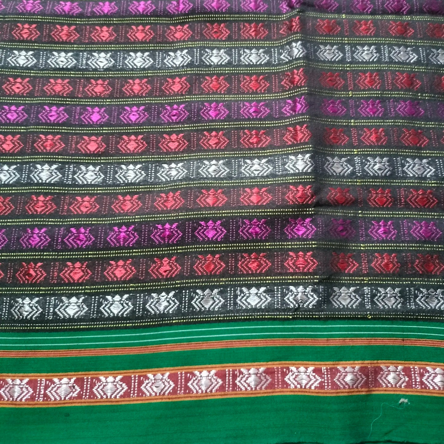Khana Blouse Pieces Multicolour with green Border