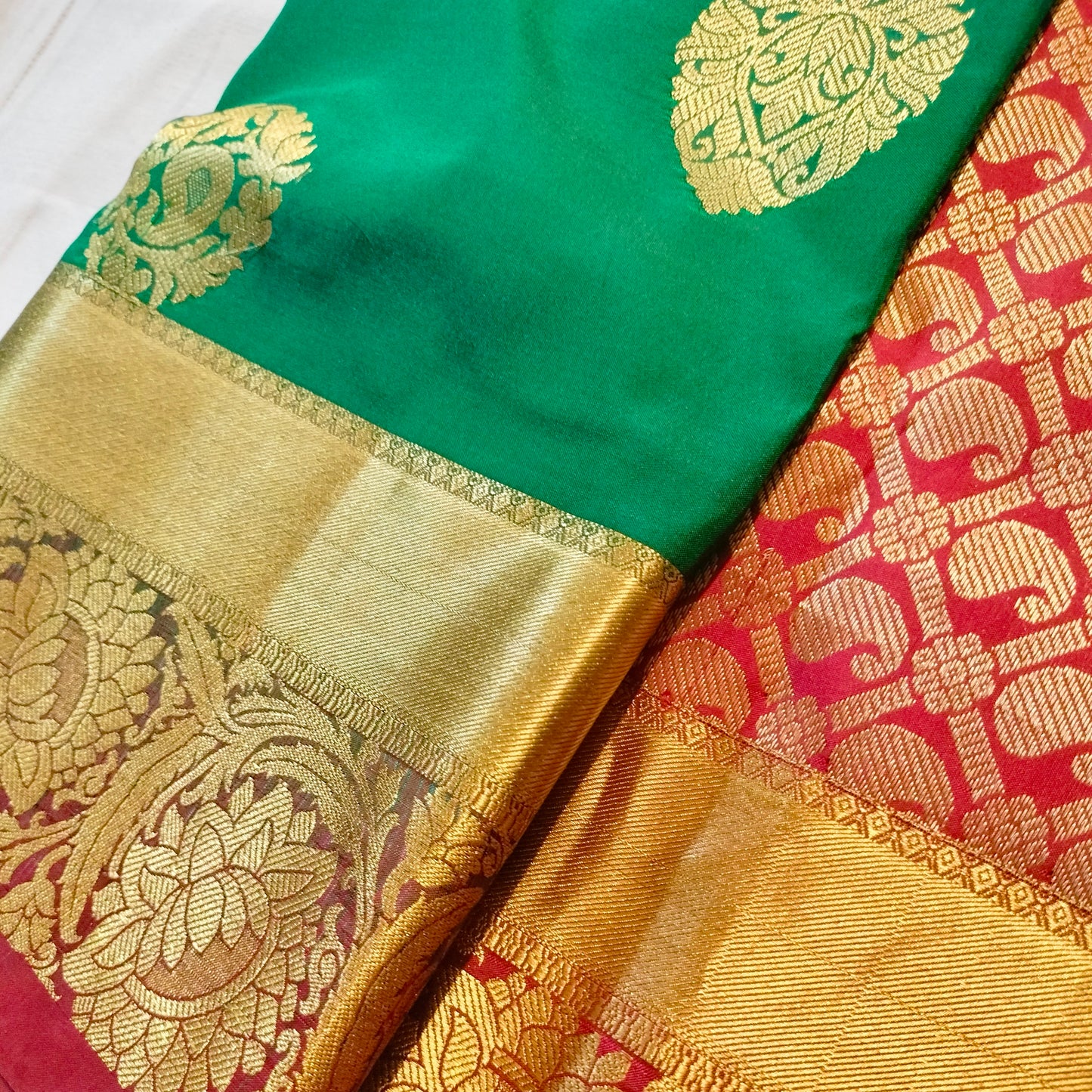 Silk Saree Green With Maroon