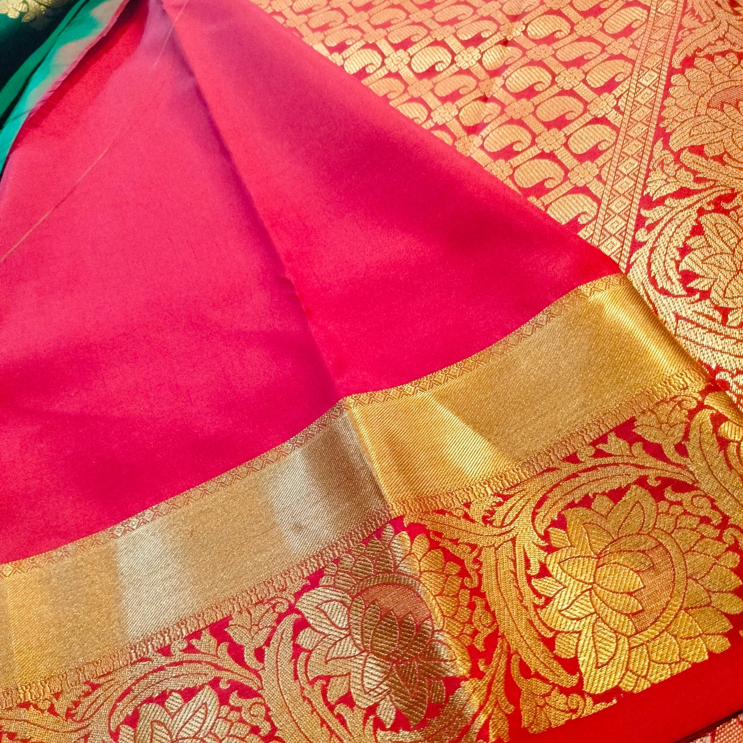 Silk Saree Green With Maroon