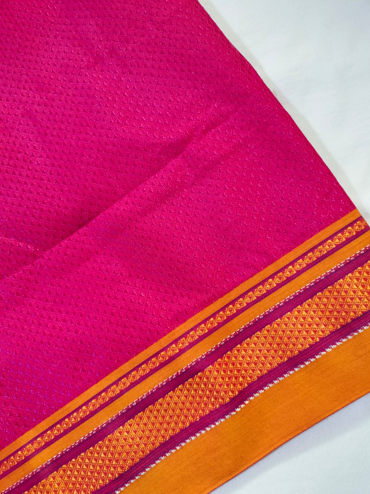 Khun Blouse Fabric - Majenta Pink with Orange