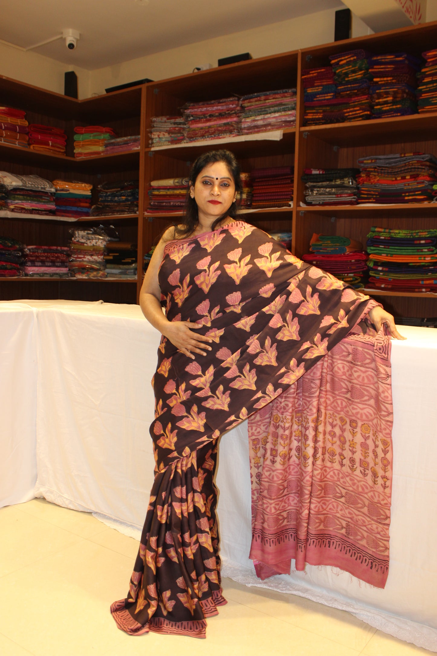 Vanaspati Modal Silk Brown Brown Pink