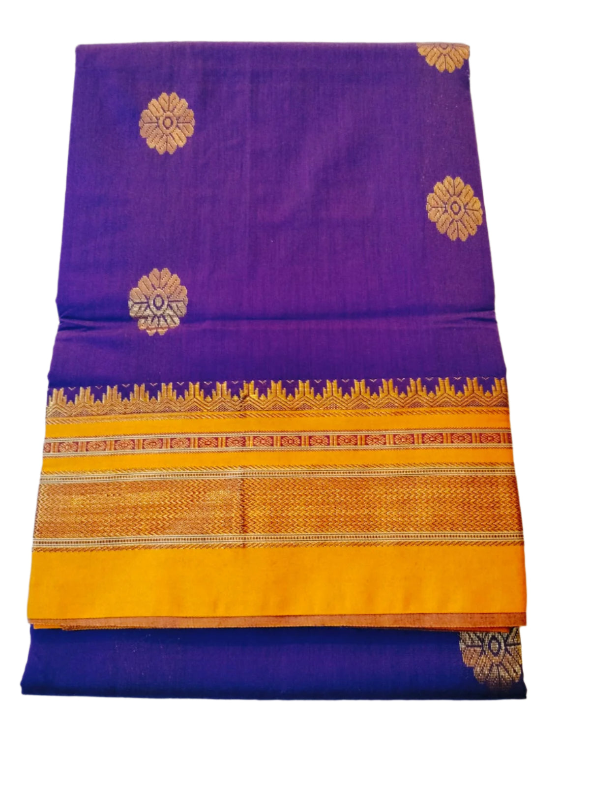 Ilkal Cotton Saree with Narayanpet Viscose Silk Pallu Blue