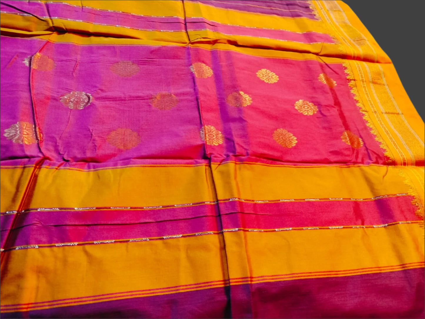 "Ilkal Cotton Saree with Narayanpet Silk Pallu