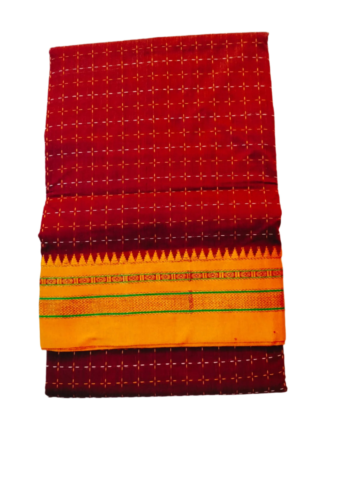 "Ilkal Cotton Saree with Narayanpet Viscose silk saree Maroon