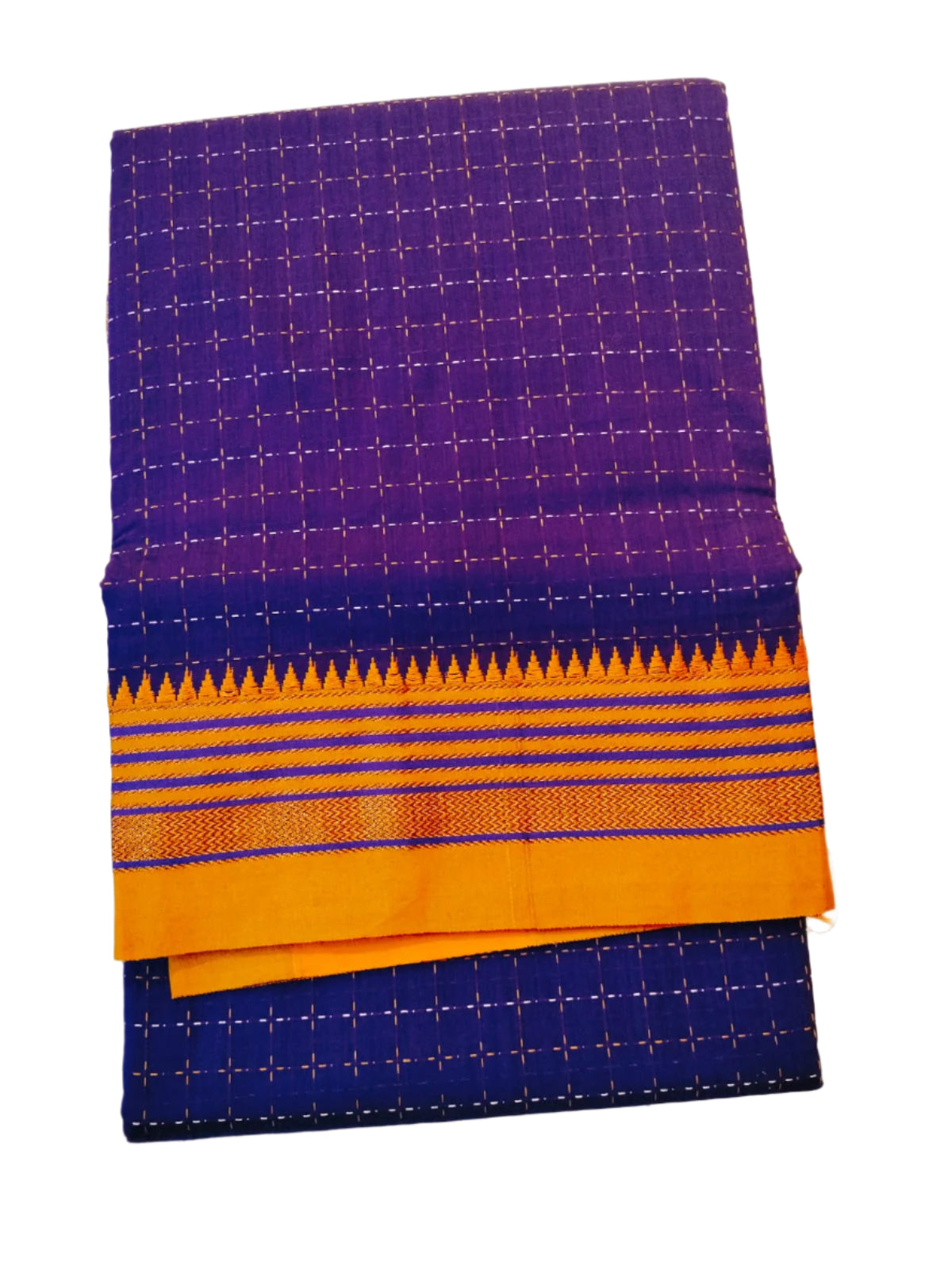"Ilkal Cotton Saree with Narayanpet Viscose Silk Pallu Blue