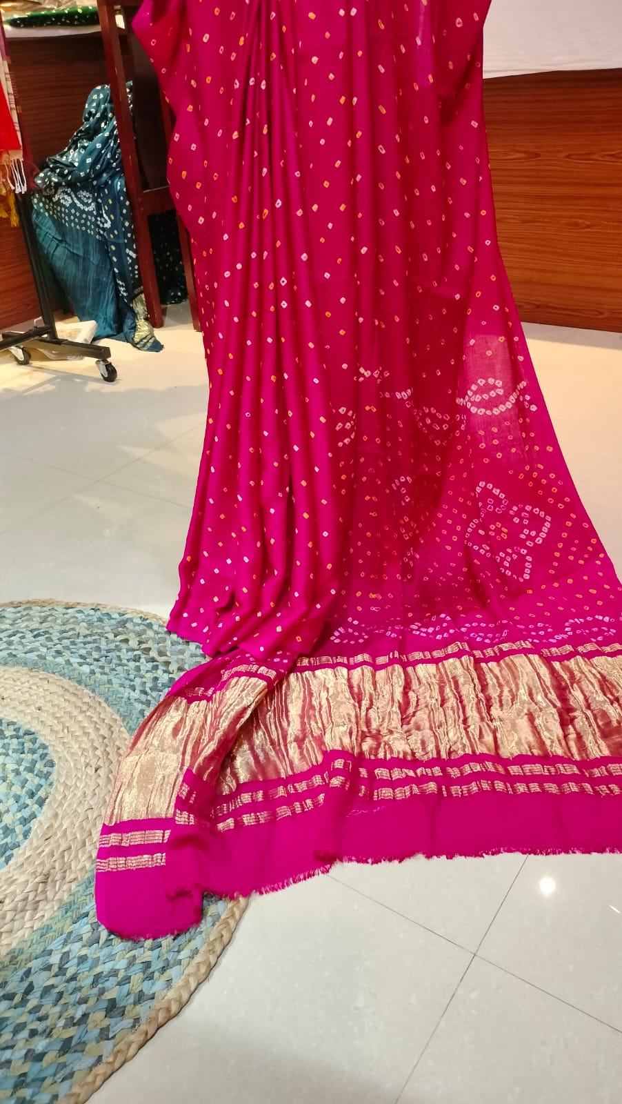 Bandhej Modal Silk Saree Manjenta