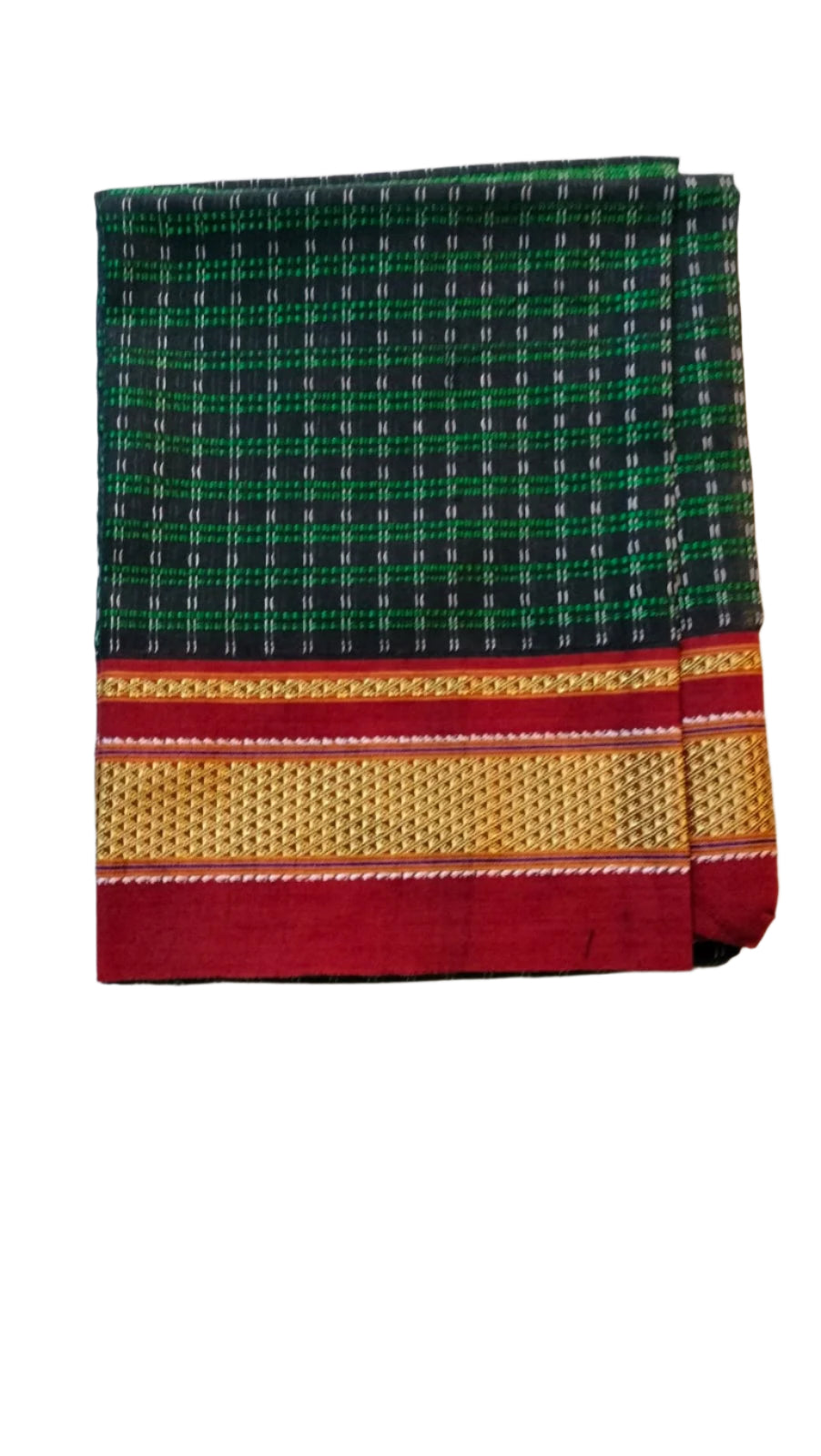 Khun Blouse Fabric - Green with Zari Thread