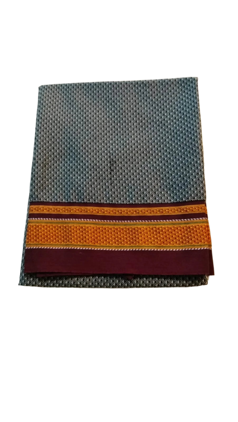 Khun Blouse Fabric - Grey Maroon