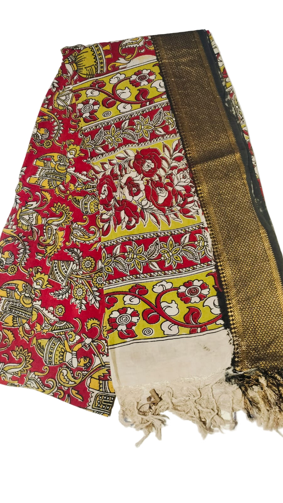Nizam Border Mangalagiri Silk Kalamkari Dupattas