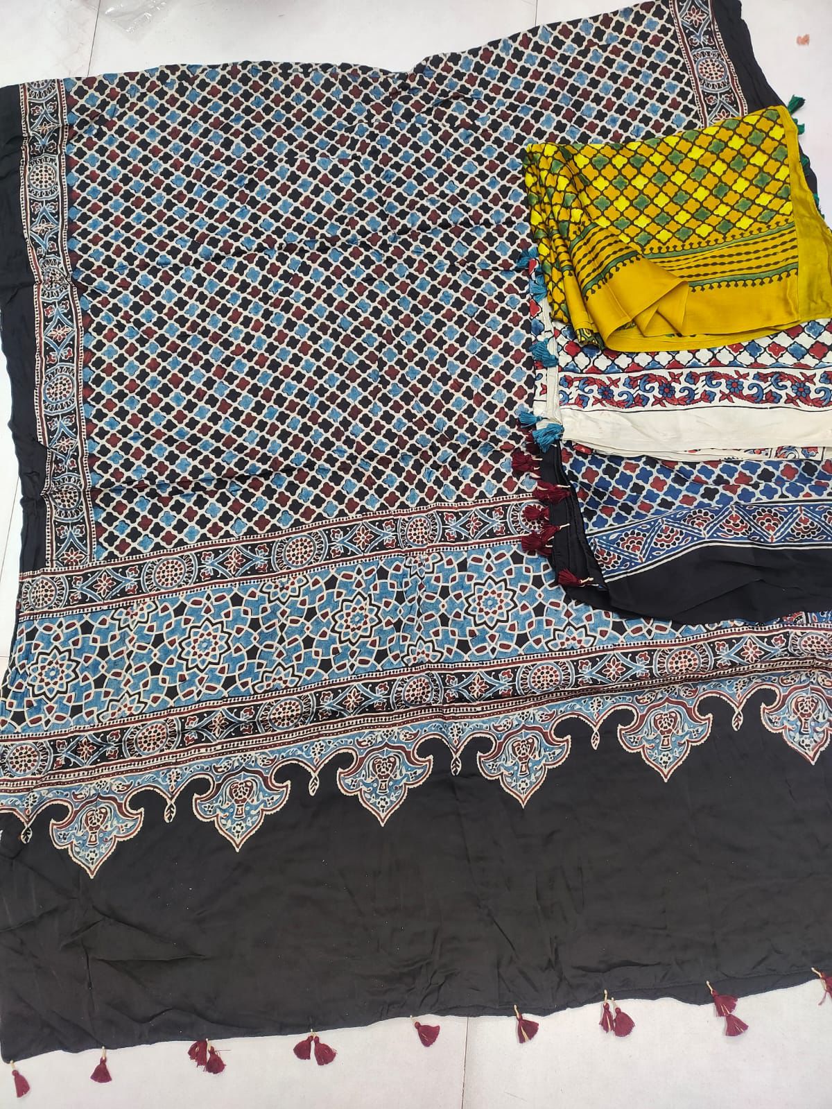 Handcrafted Ajrakh Modal Silk Dupatta – Authentic Block Prints