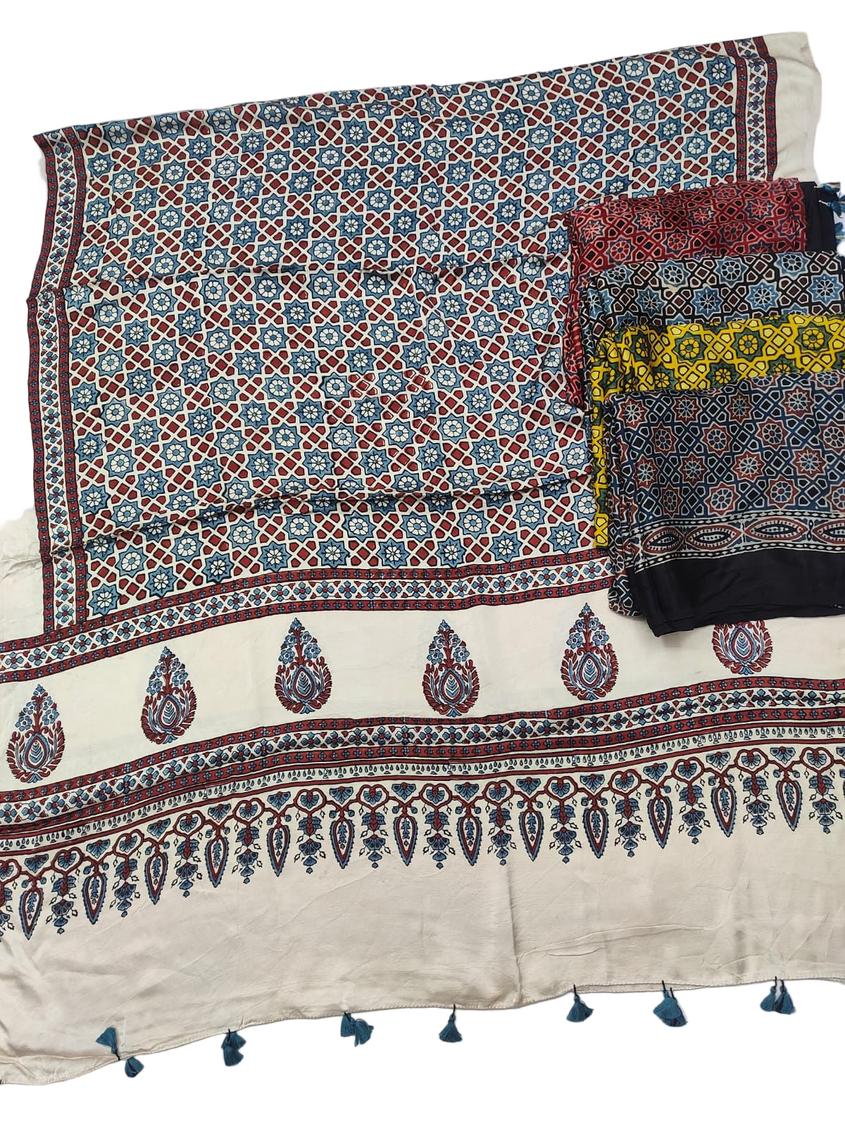 Handcrafted Ajrakh Modal Silk Dupatta – Authentic Block Prints