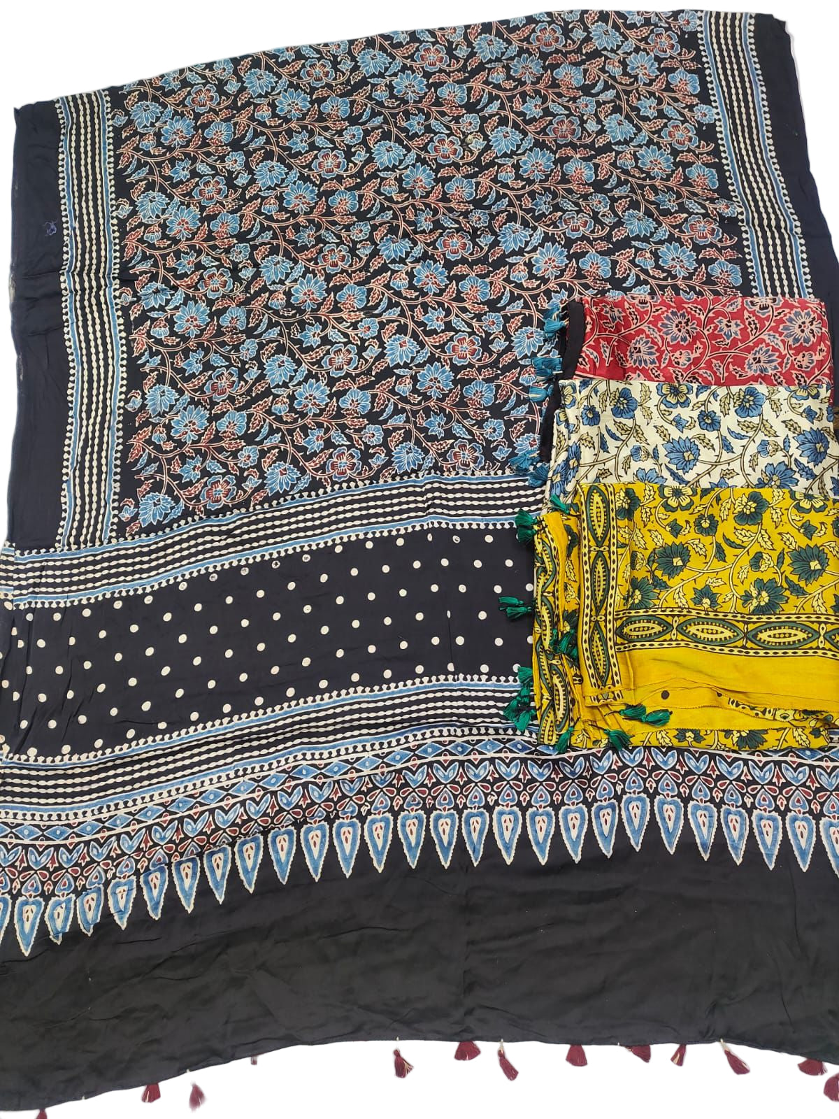 Handcrafted Ajrakh Modal Silk Dupatta – Authentic Block Prints
