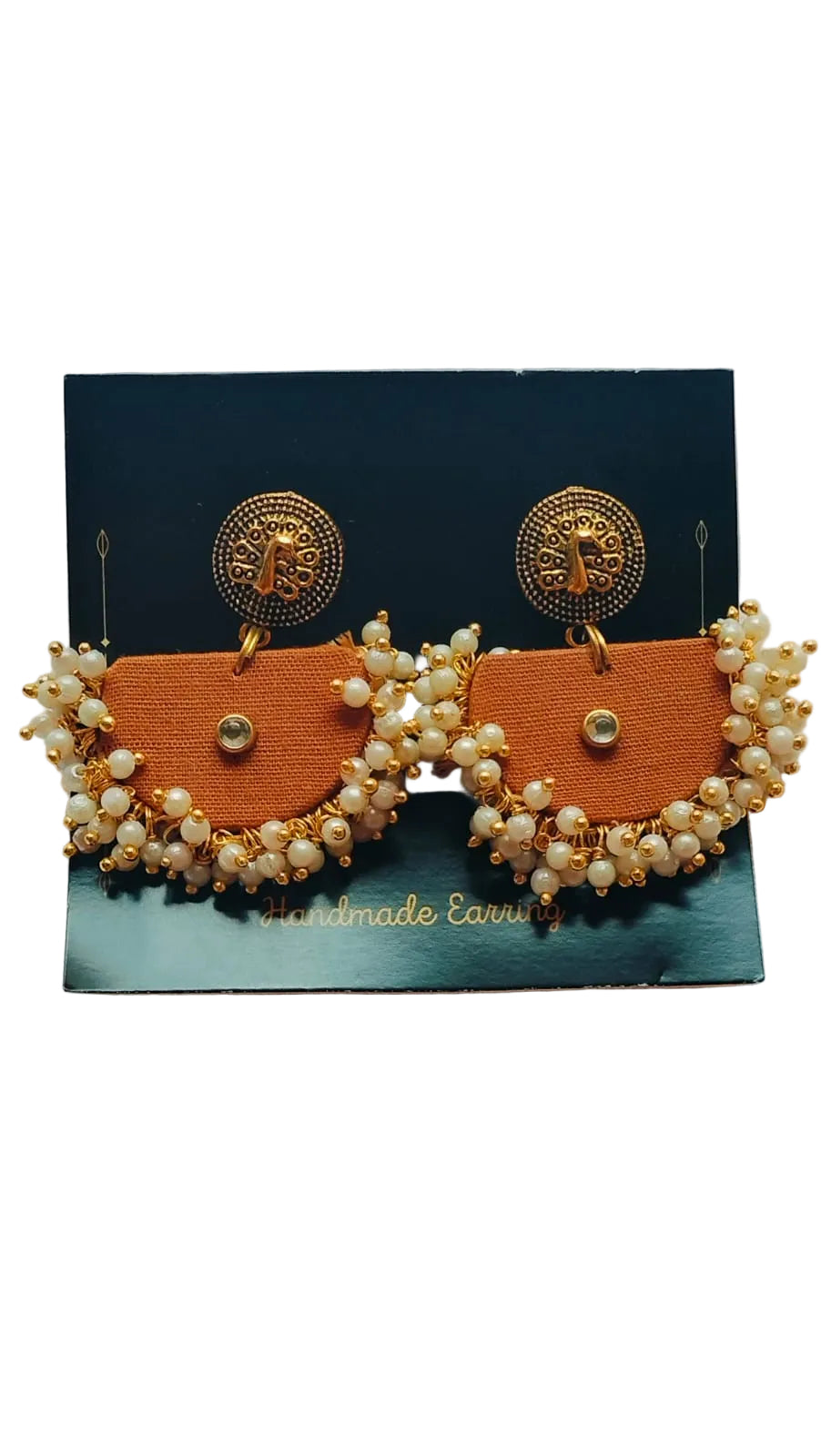 Ethnic Handmade Jewellery | Handblock Print Fabric Peach shade