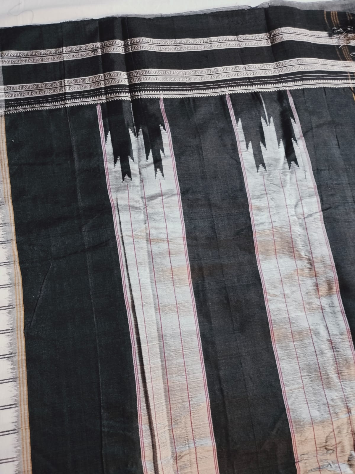 Ilkal Pure Cotton Saree White with Black