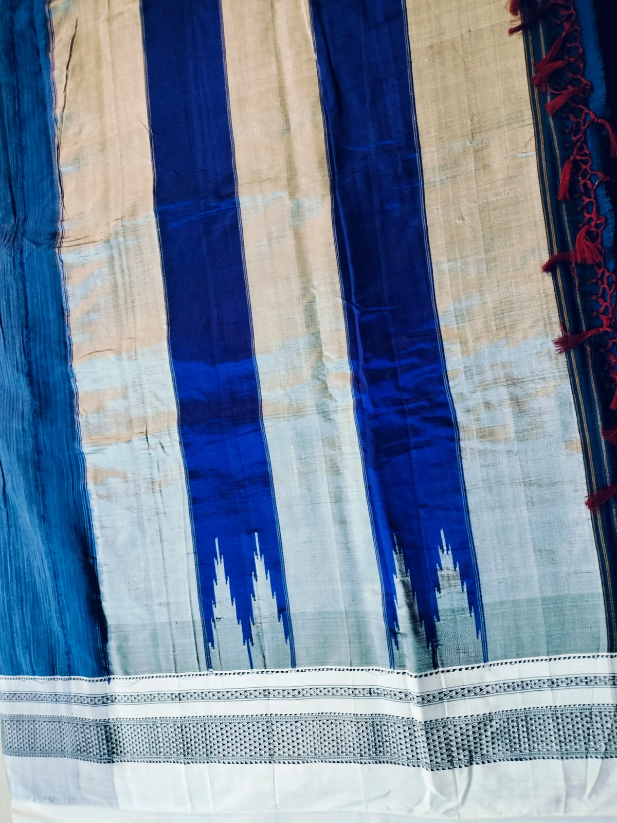 Ilkal small Checks Satin Silk Olive green