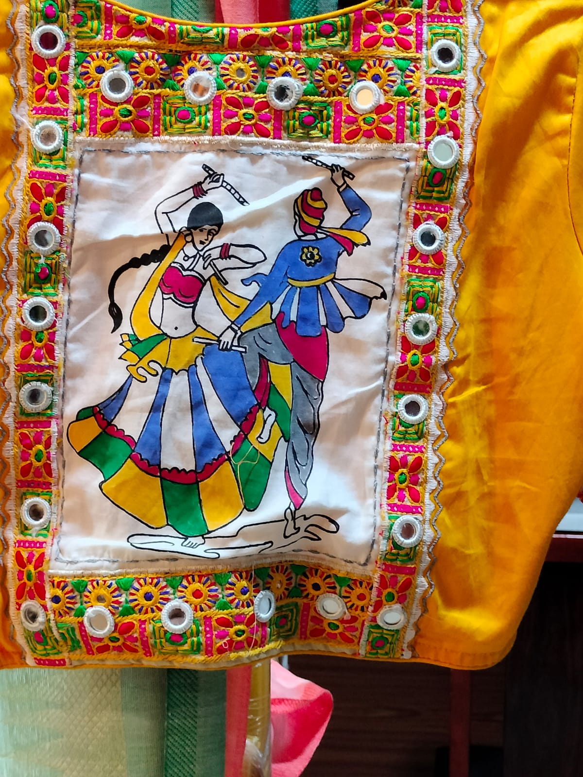 Yellow Designer Blouse Mirror work