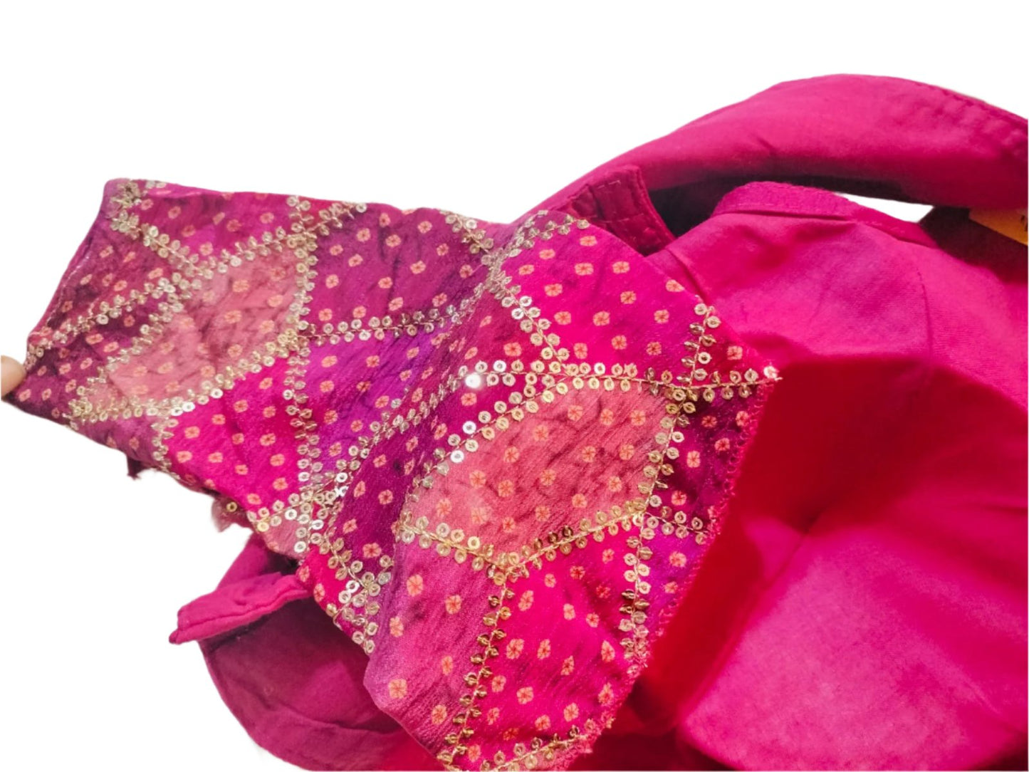 Designer Blouse Bandhej Pink