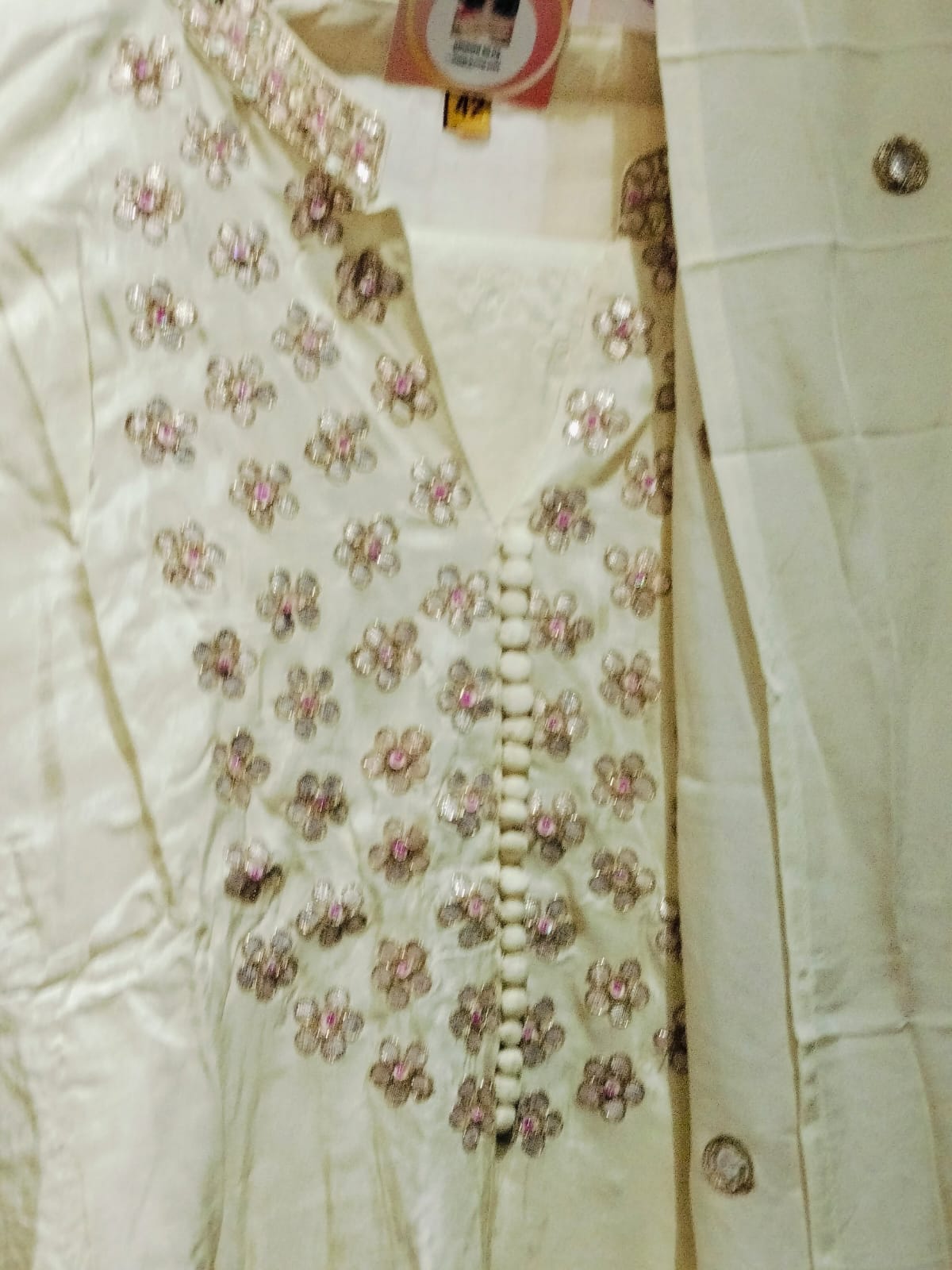 Designer Silk Cream Salwar Suit