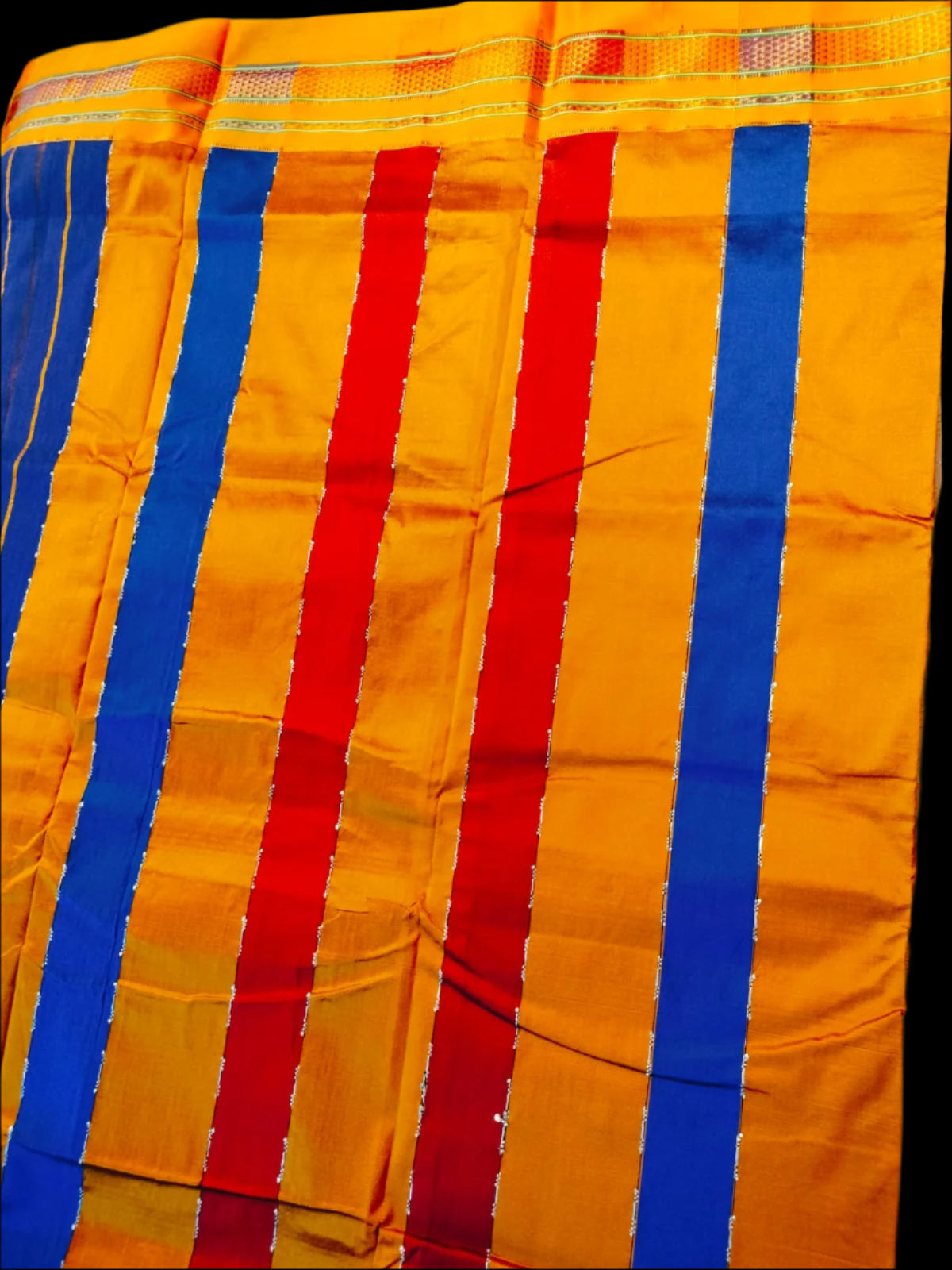 "Ilkal Cotton Saree with Narayanpet Viscose Silk Pallu Blue
