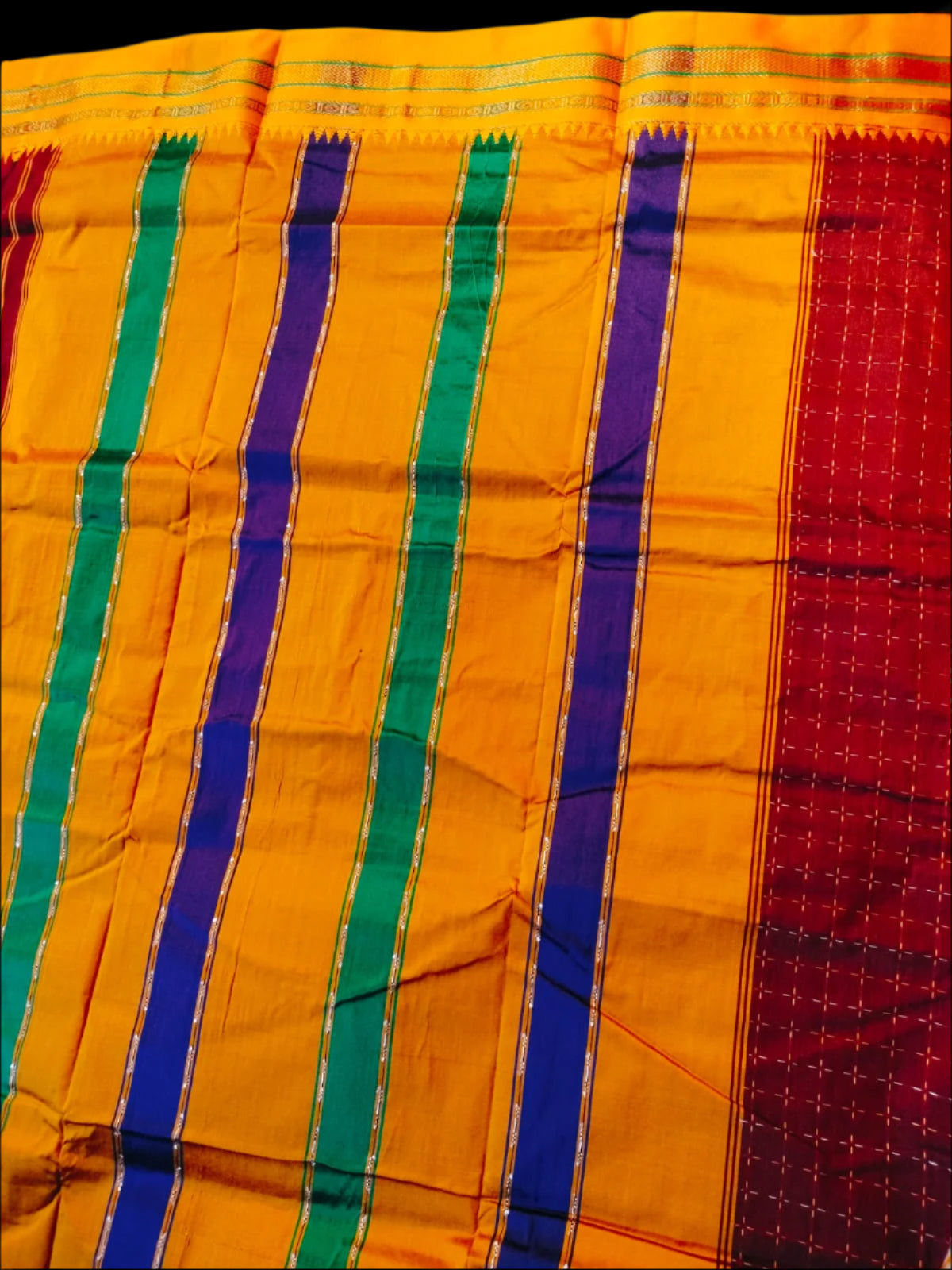 "Ilkal Cotton Saree with Narayanpet Viscose silk saree Maroon