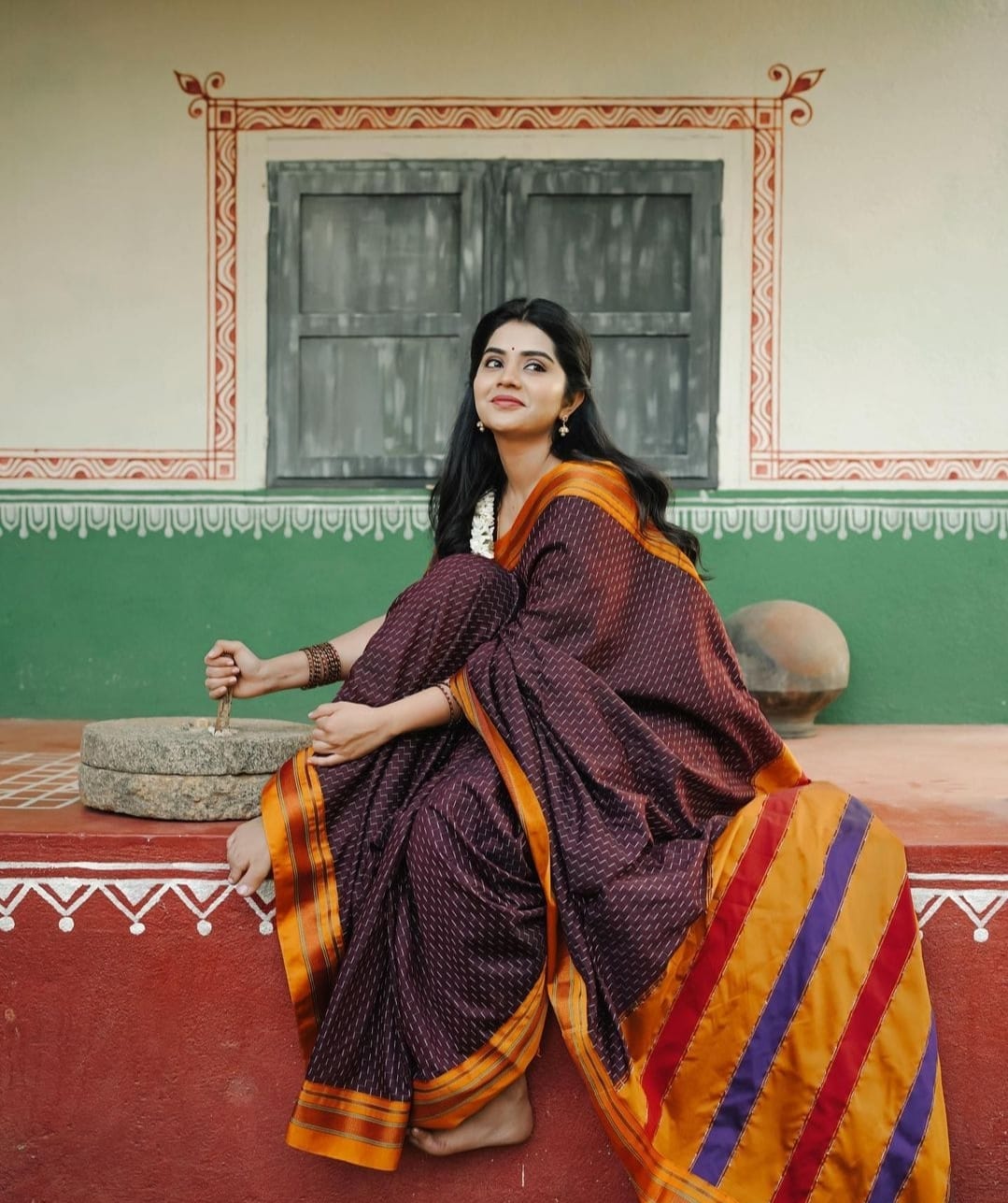 "Ilkal Cotton Saree with Narayanpet Viscose Silk Pallu Blue