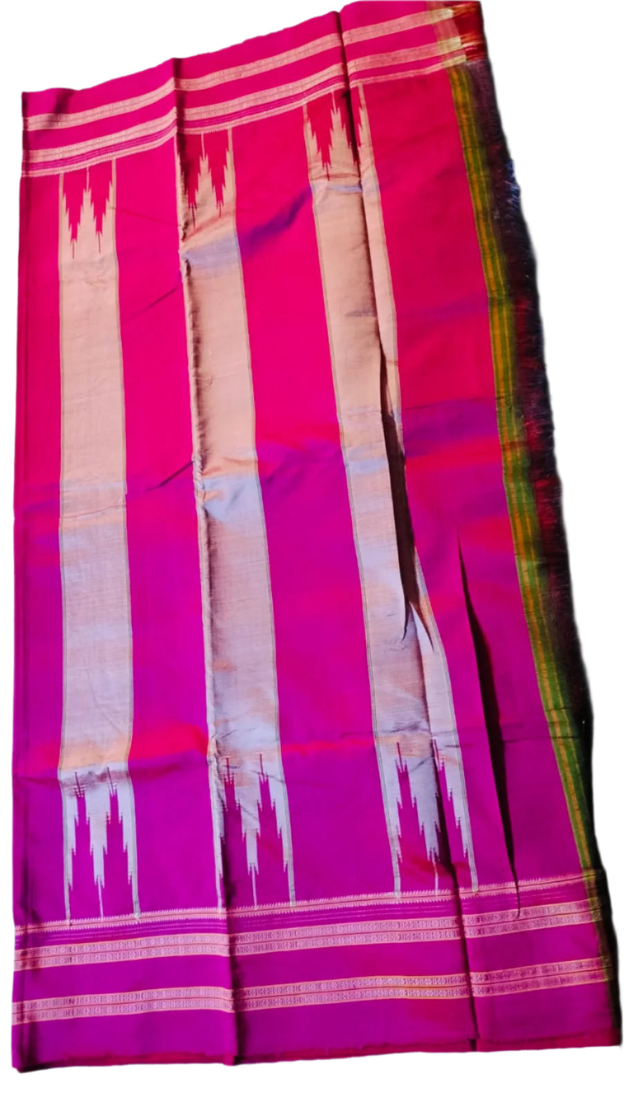 Handloom Ilkal Saree Orange - Majenta Resham Pallu