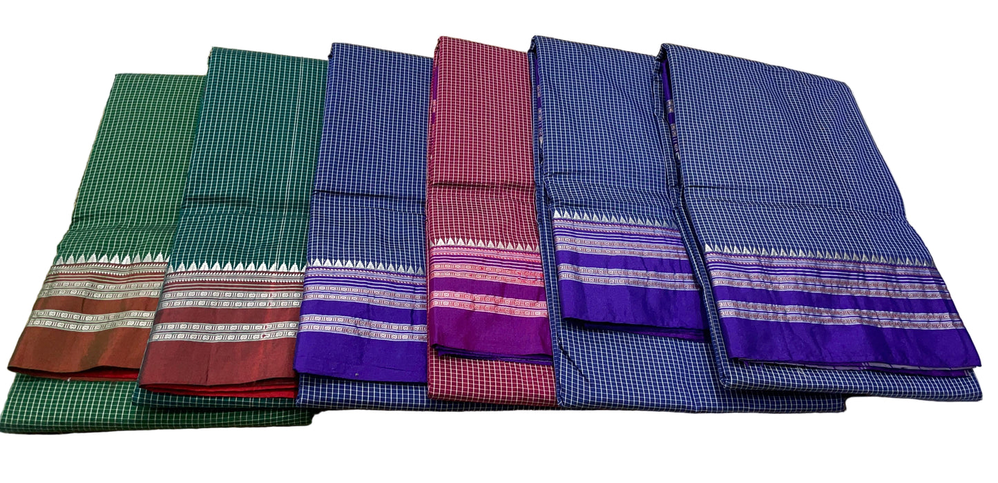 Narayanpet Cotton Silk Saree with Ilkal Topi Teni Pallu | Handcrafted Weave