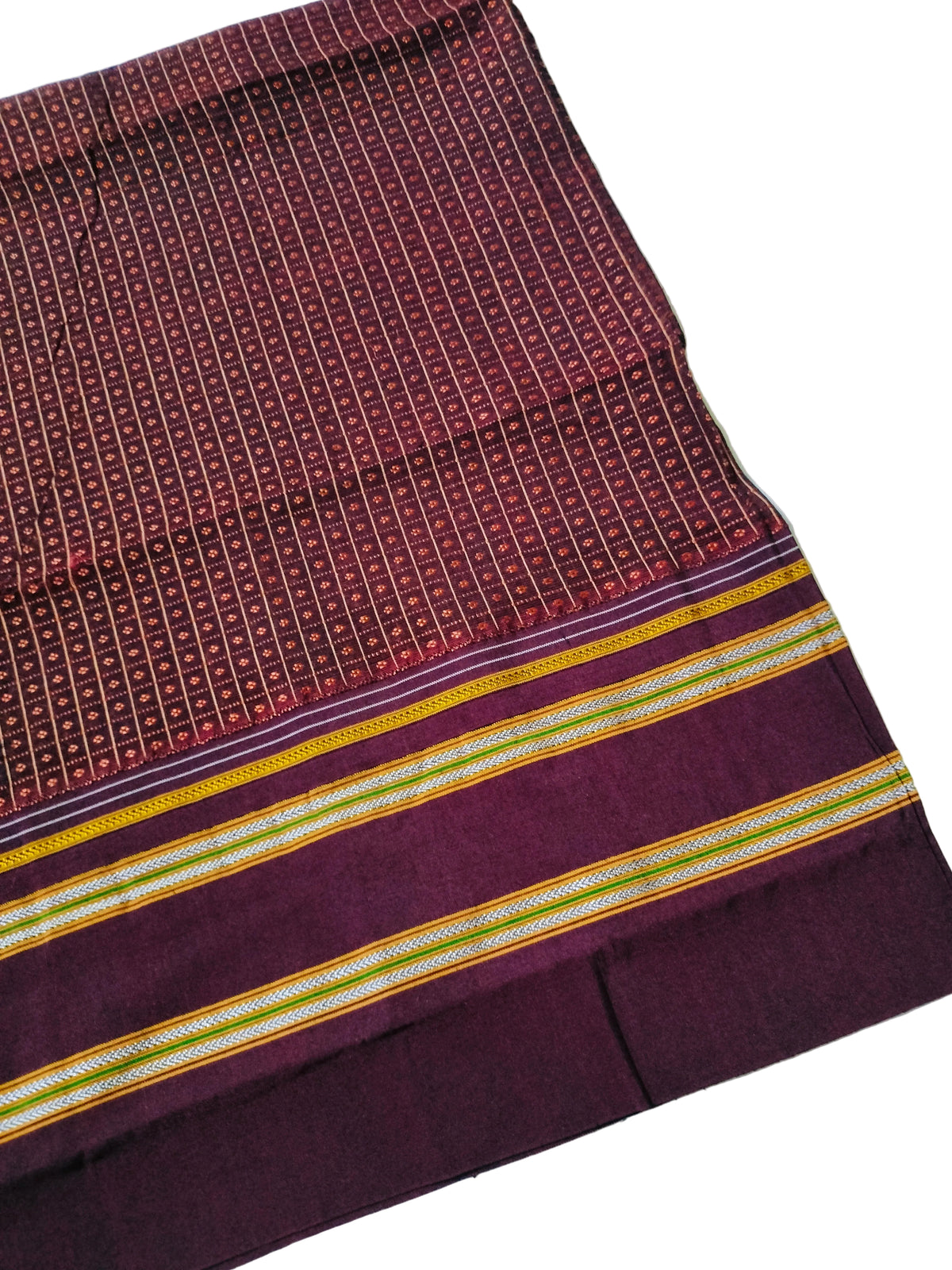 Khun Blouse Fabric - Brown with Maroon