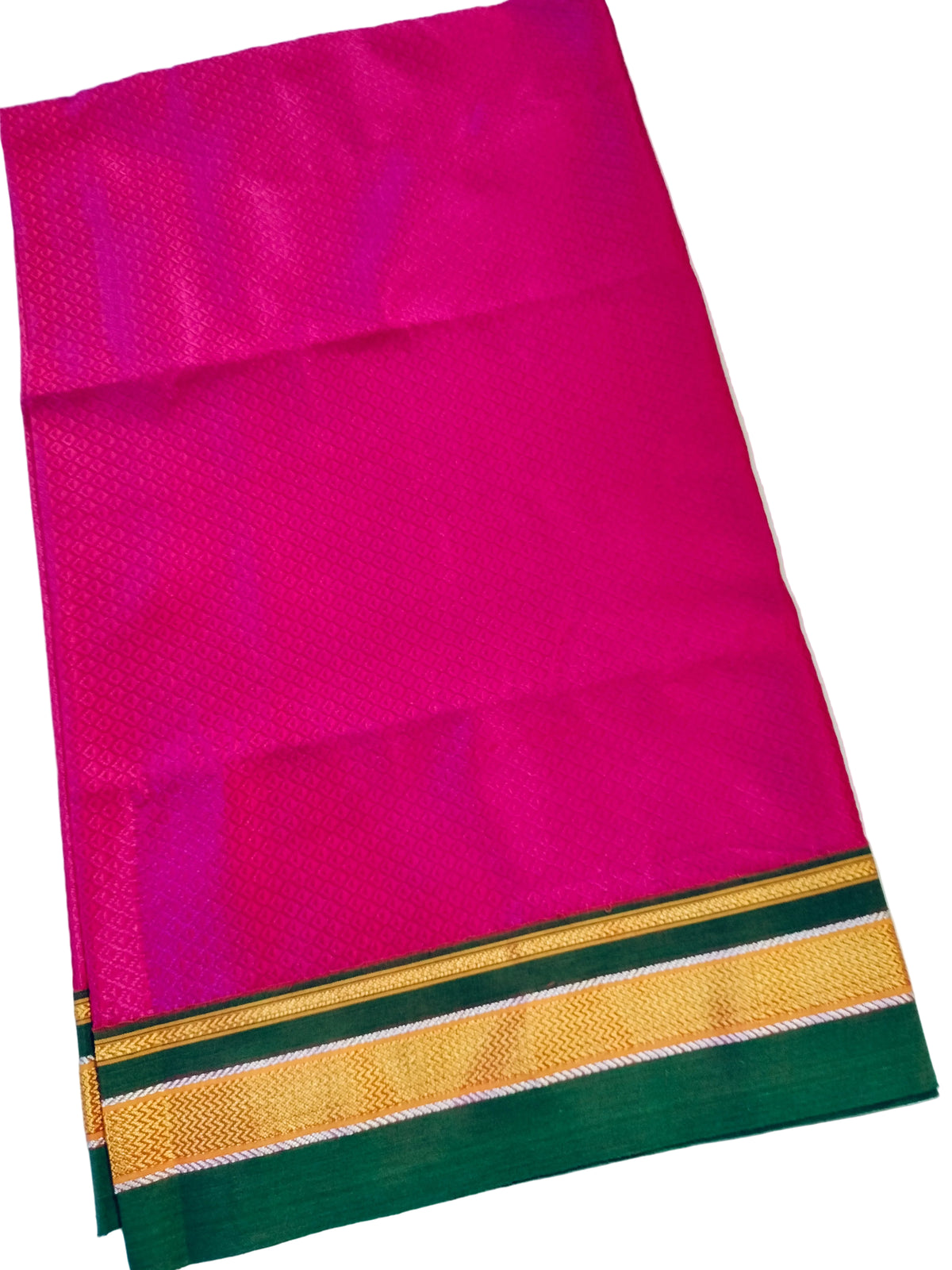 Khun Blouse Piece Majenta Pink with Green
