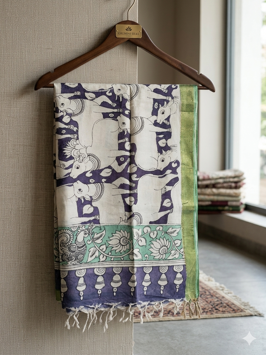 Hand-Painted Pen Mangalgiri Kalamkari Dupatta