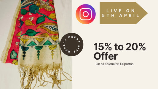 "Shop Kalamkari Dupattas in Bangalore – Join Our Instagram Live on 5th April at 3 PM!"