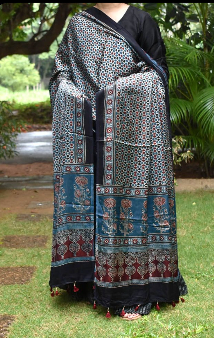 Which Colour Salwars and Kurtis Pair Best with Ajrakh Modal Silk Dupattas?