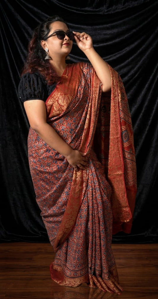 “Why Modern Working Women Are Falling in Love with Ajrakh Modal Silk Sarees”