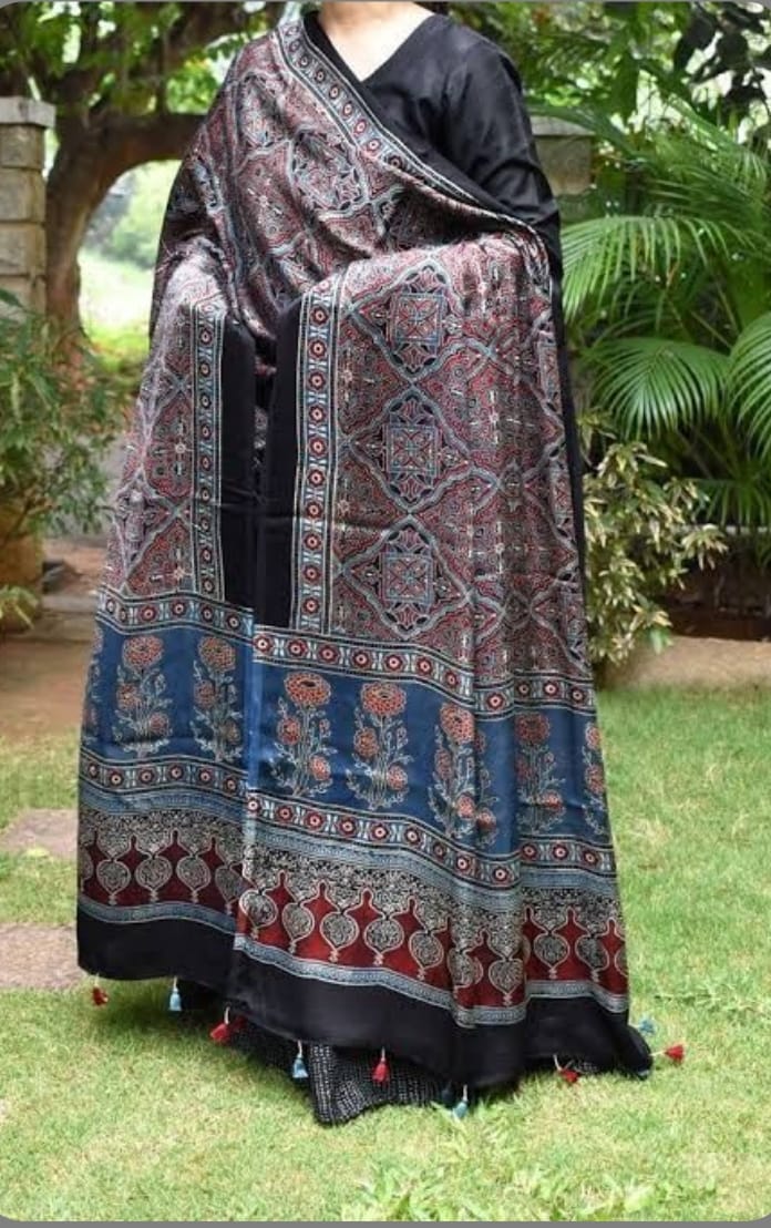 Dupatta - Ajrakh Modal Silk ( 2.75 Mtr Length )