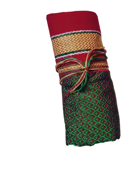 Khun Blouse Fabric - Green and Red