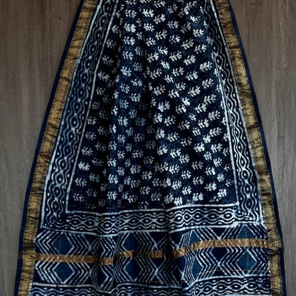 Maheshwari Cotton Silk Blue Indigo Saree