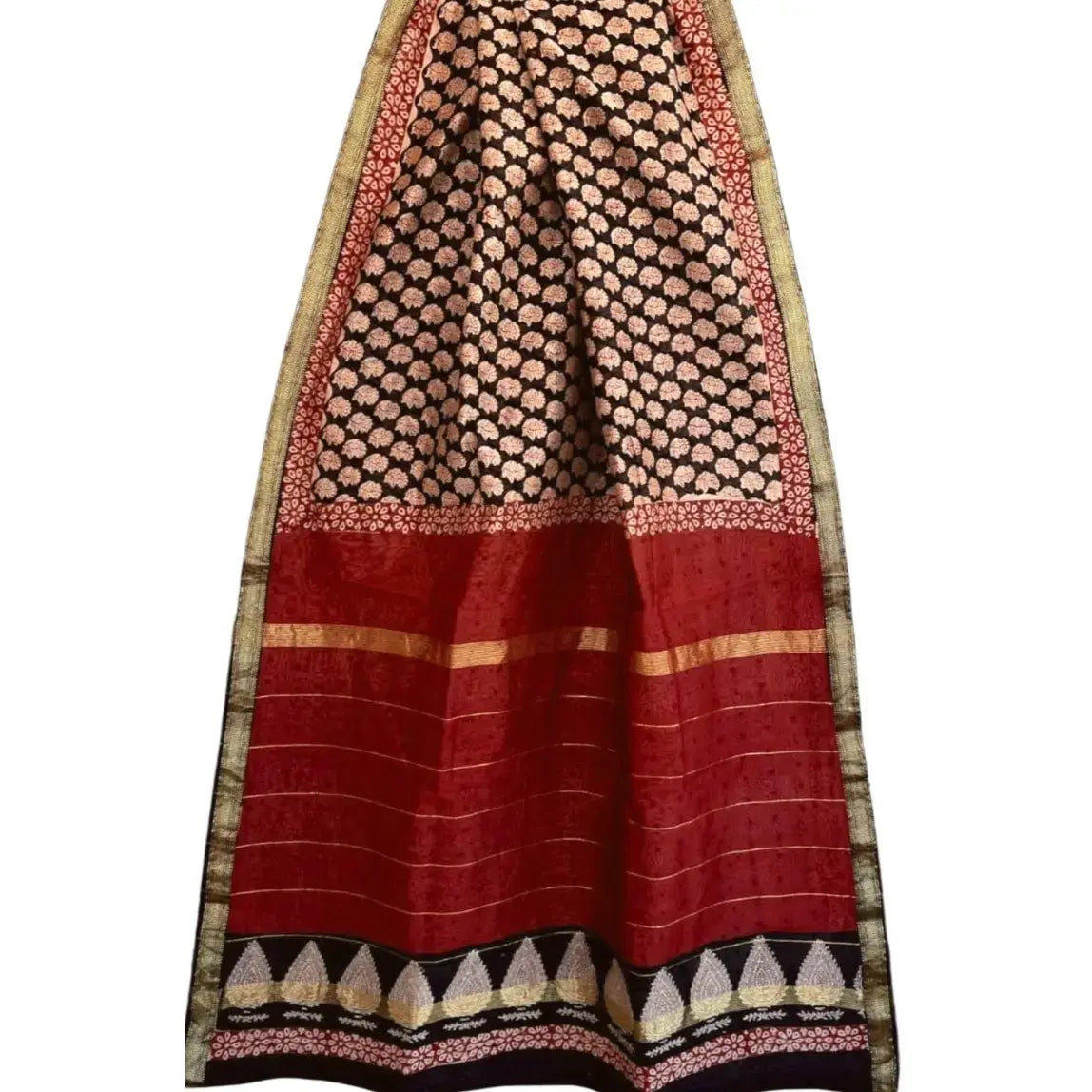 Maheshwari Cotton Silk Saree Cream With maroon