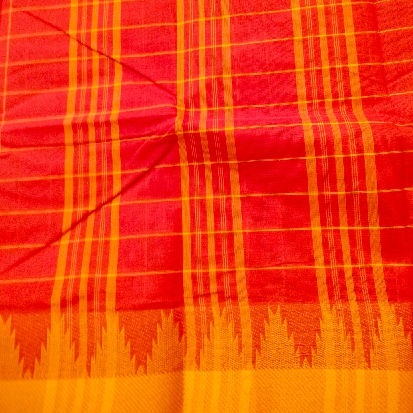 Chettinad Cotton Orange with Yellow saree